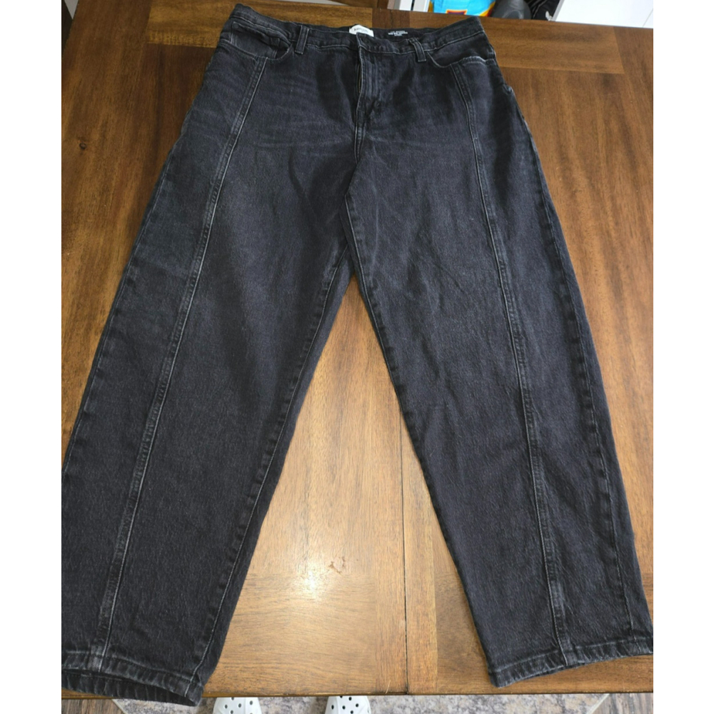 Kenzie High Rise Black Jeans Cropped Barrel Jessica Retro Luxe Stretch 12/31